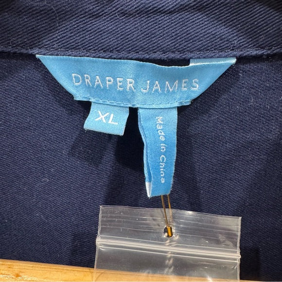 Draper James Utility Shirt Dress Washed Twill Nassau Navy XL NWT $150 Pockets - Picture 3 of 7